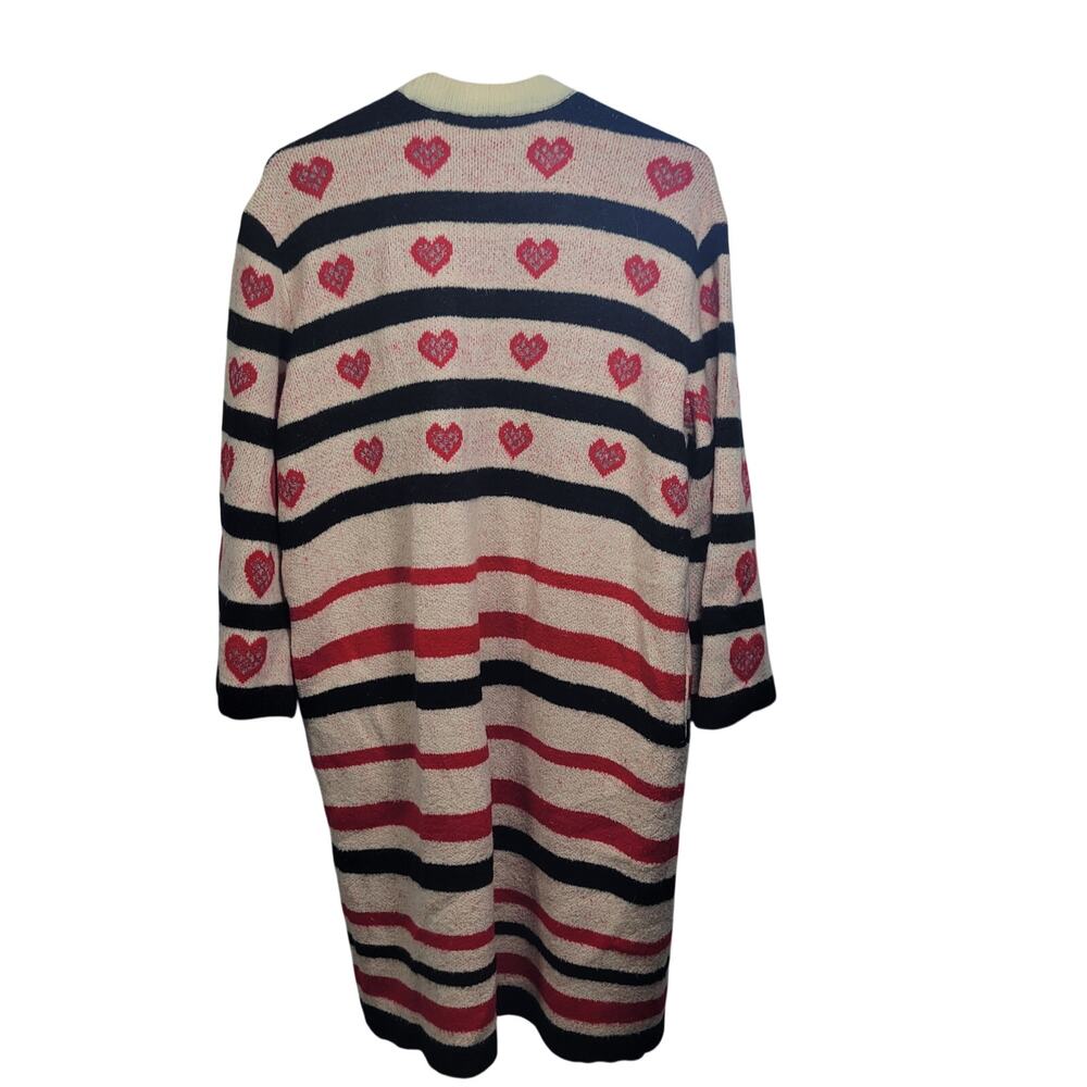 Anthropologie Oversized Cardigan Sweater Featuring a Heart Pattern Size M 41526 - Picture 6 of 8